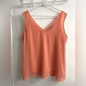 WHBM Coral Haze Sleeveless Sheer Blouse with Matching Cami, Size L